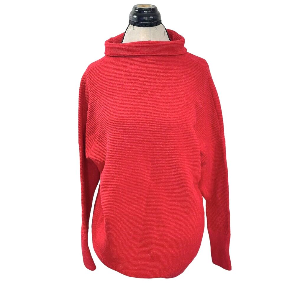 RDI Womens Sweater Red Size Large Christmas Holiday Mocked Ribbed Textured Party